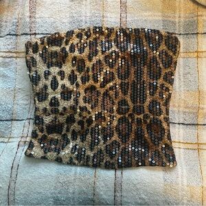 🎀Leopard Sequin Tube Top